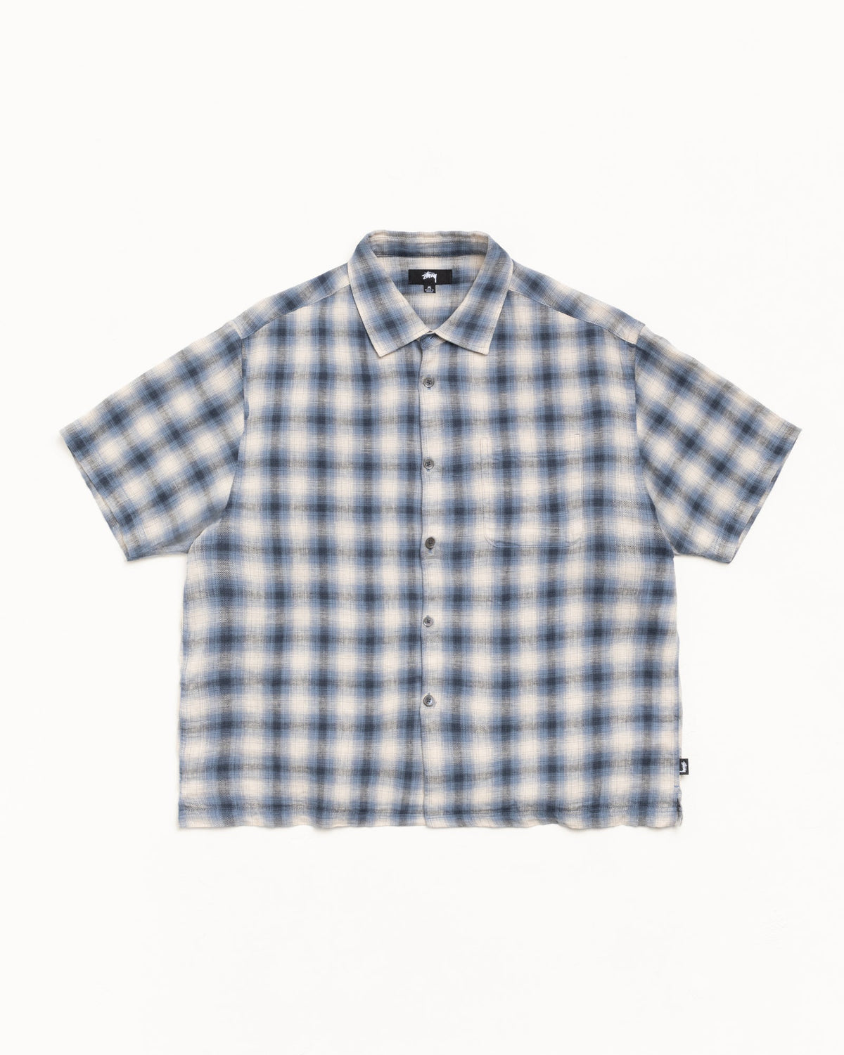 STUSSY LIAM SS PLAID SHIRT BLUE