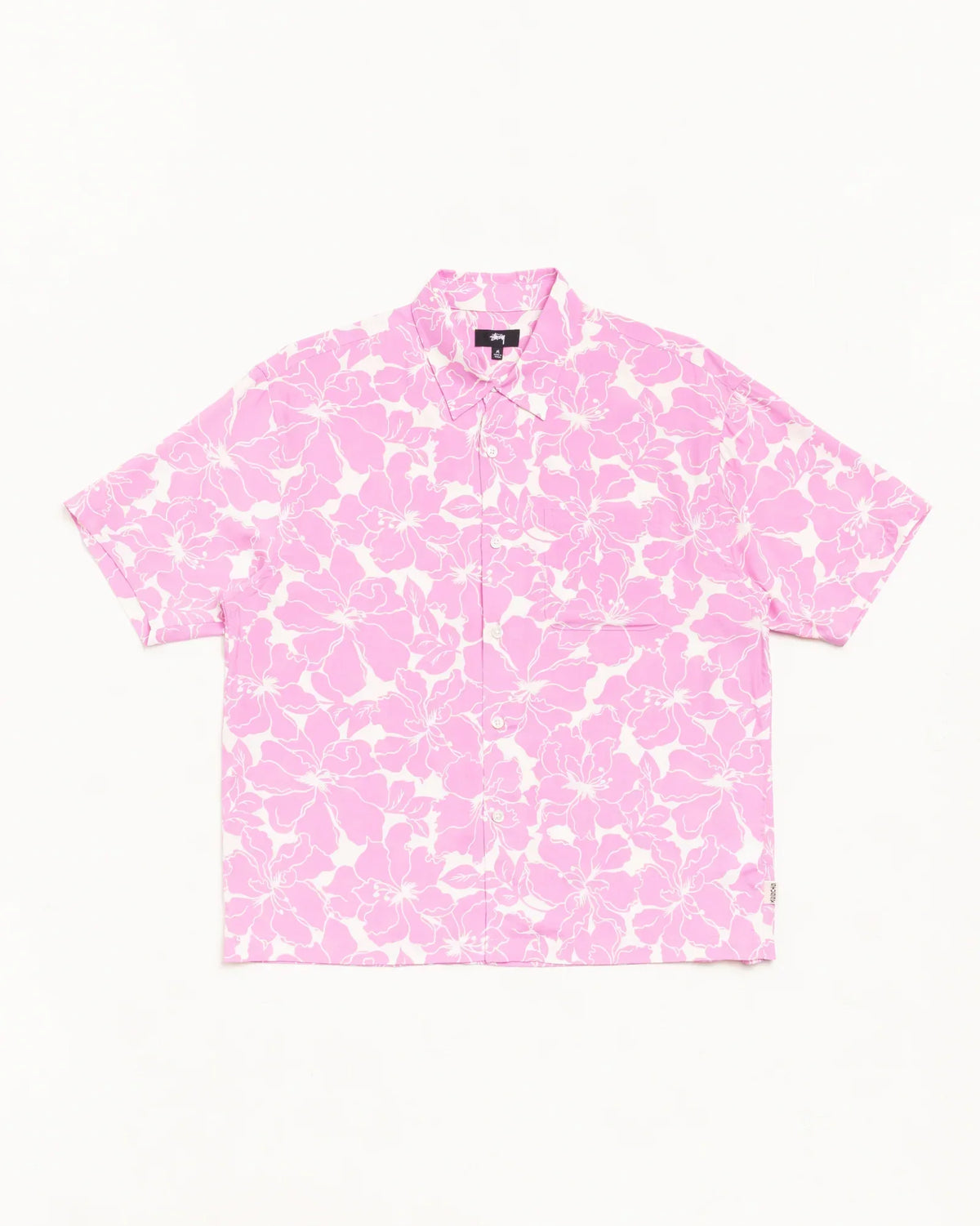 STUSSY FLORAL HAWAIIAN SHIRT PINK