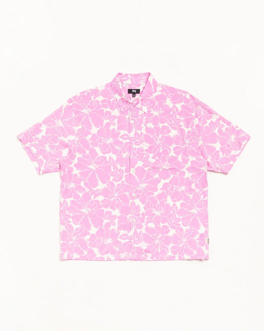 STUSSY FLORAL HAWAIIAN SHIRT PINK