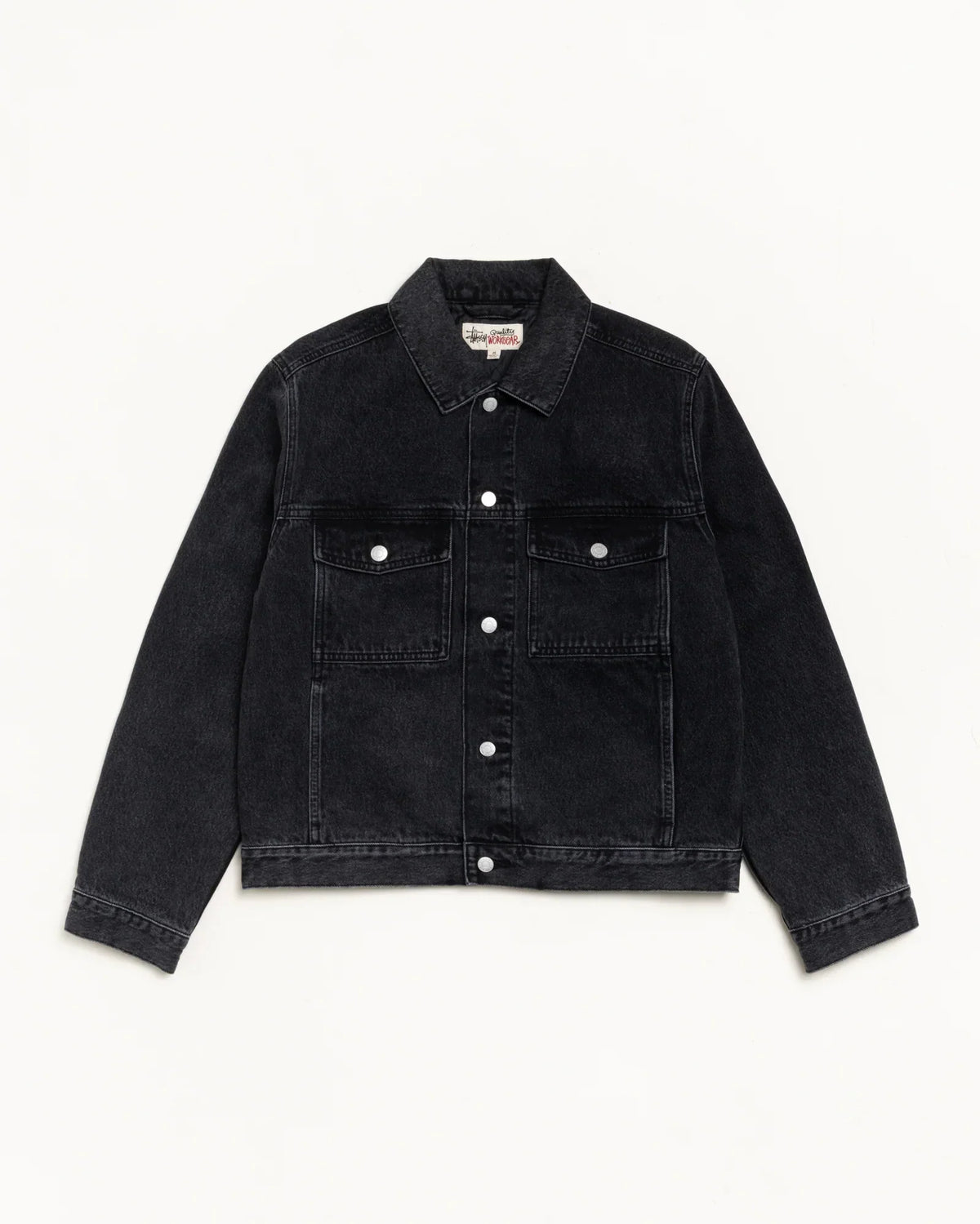 STUSSY LINED DENIM TRUCKER JACKET VINTAGE BLACK