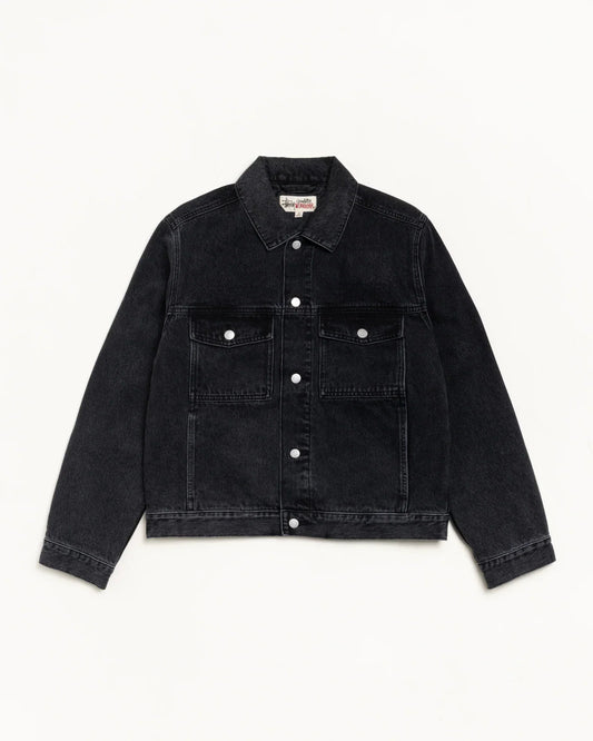 STUSSY LINED DENIM TRUCKER JACKET VINTAGE BLACK