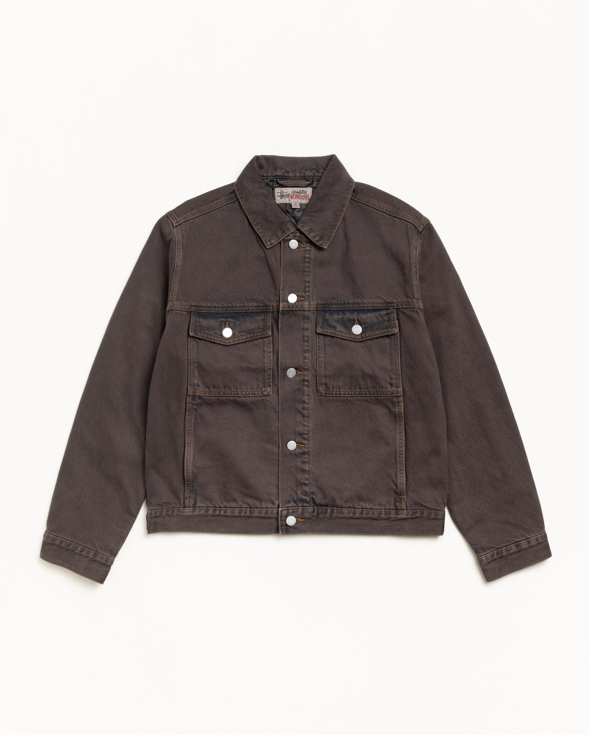 STUSSY LINED DENIM TRUCKER JACKET BROWN